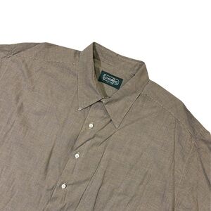 VINTAGE Gitman Bros mens 17 35 tan brown micro pattern dress shirt EUC